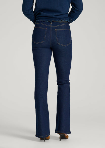 American Tall Women Chloe High Rise Flare Jeans for Tall Women in Deep Indigo Wash