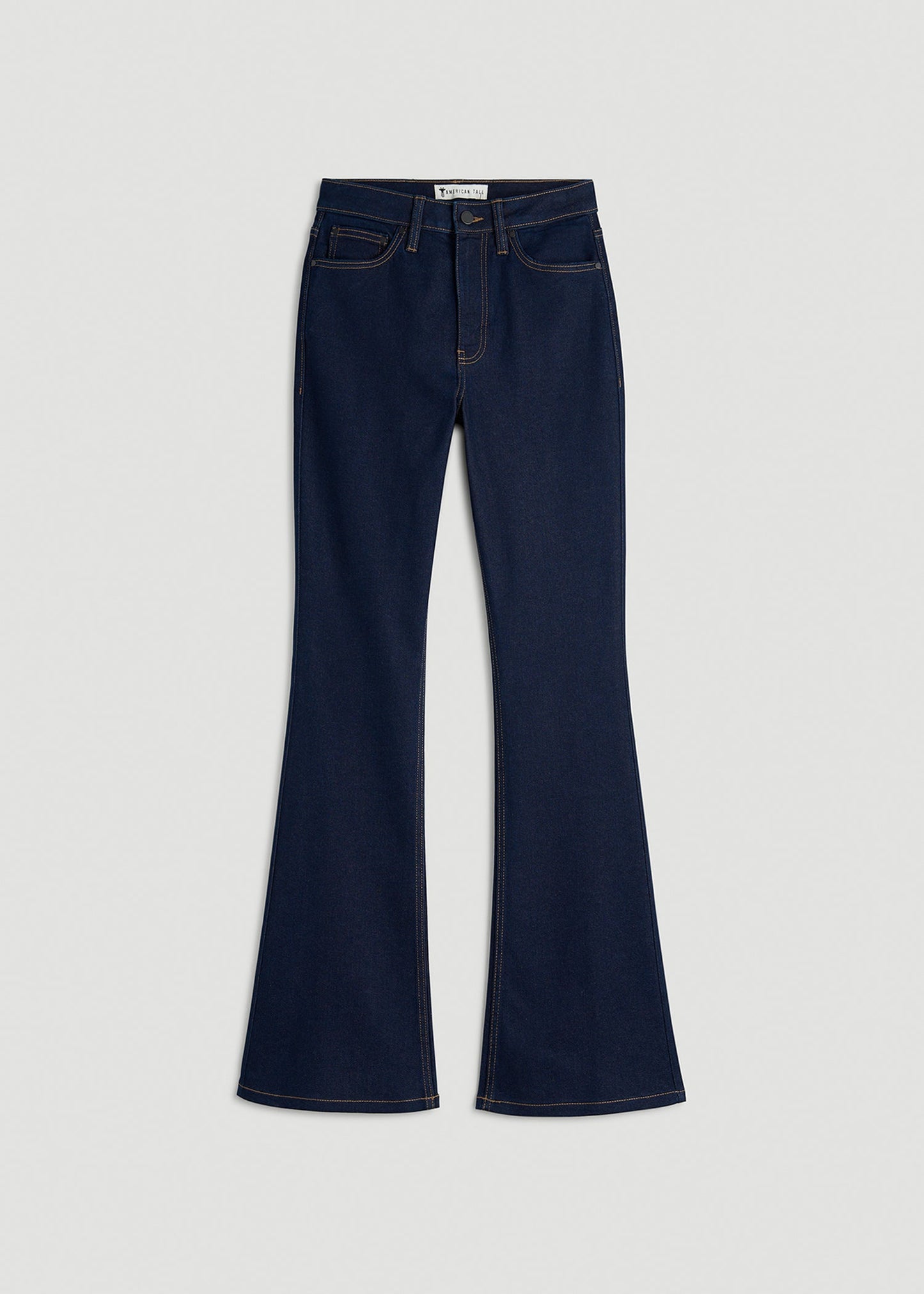 American Tall Women Chloe High Rise Flare Jeans for Tall Women in Deep Indigo Wash