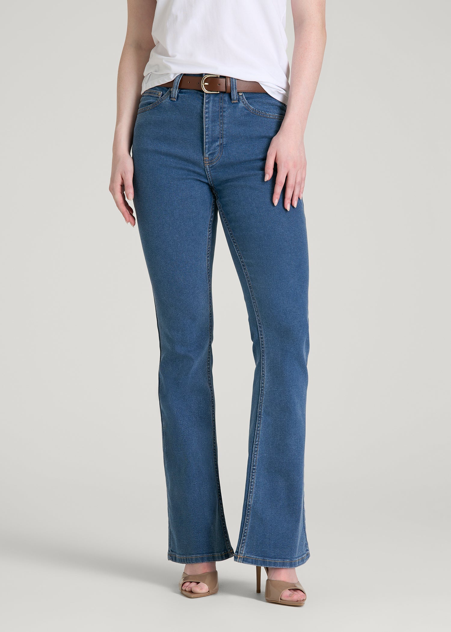 American Tall Women Chloe High Rise Flare Jeans for Tall Women in New Colorado Blue