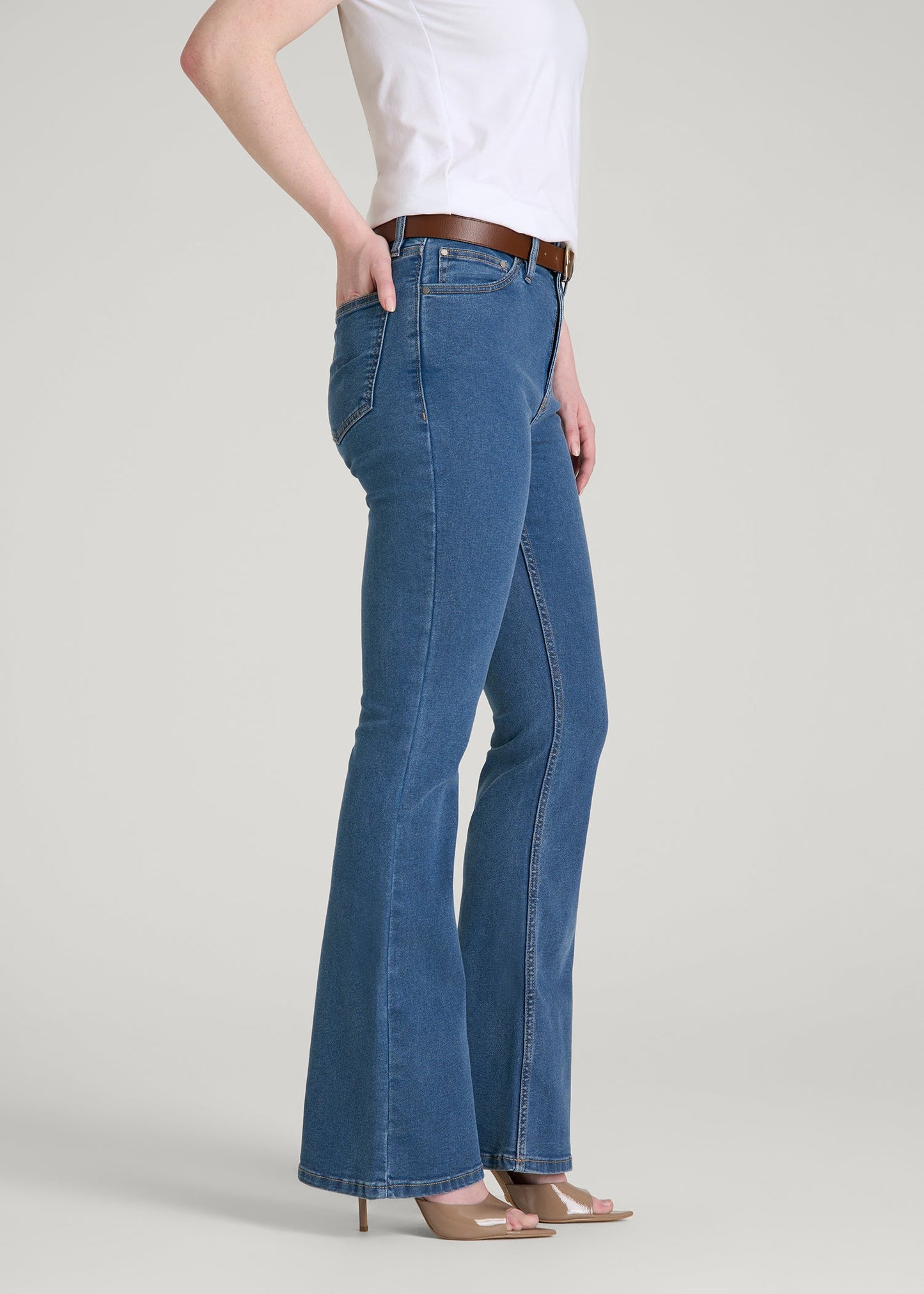 American Tall Women Chloe High Rise Flare Jeans for Tall Women in New Colorado Blue