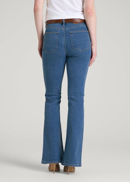 American Tall Women Chloe High Rise Flare Jeans for Tall Women in New Colorado Blue