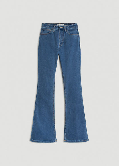 American Tall Women Chloe High Rise Flare Jeans for Tall Women in New Colorado Blue
