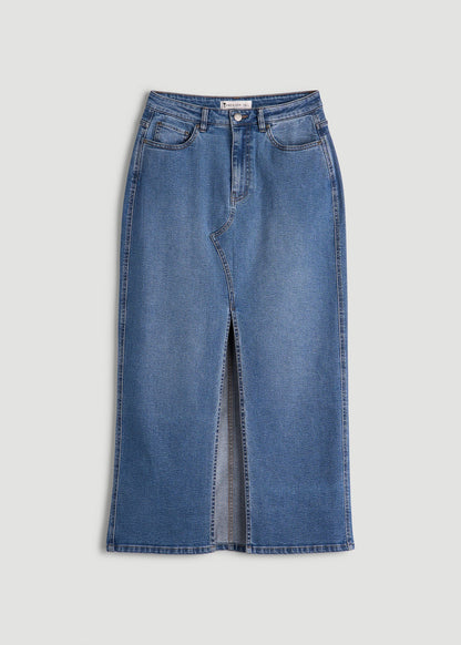 American Tall Women Denim Maxi Skirt for Tall Women in Colorado Blue