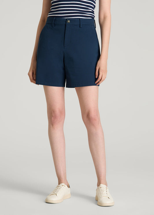 American Tall Women Stretch Commuter Chino Shorts for Tall Women in Navy Blue