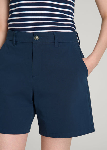 American Tall Women Stretch Commuter Chino Shorts for Tall Women in Navy Blue
