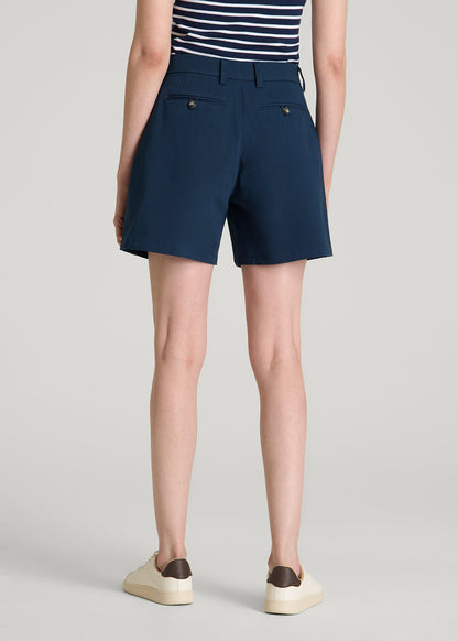 American Tall Women Stretch Commuter Chino Shorts for Tall Women in Navy Blue