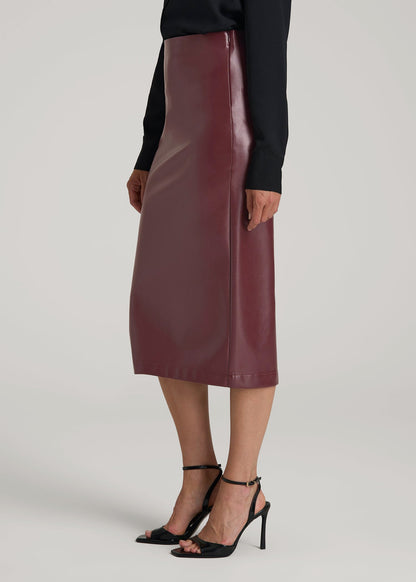 American Tall Women True Touch Leather Pencil Skirt for Tall Women in Port Royale
