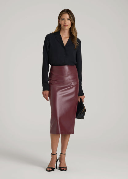 American Tall Women True Touch Leather Pencil Skirt for Tall Women in Port Royale