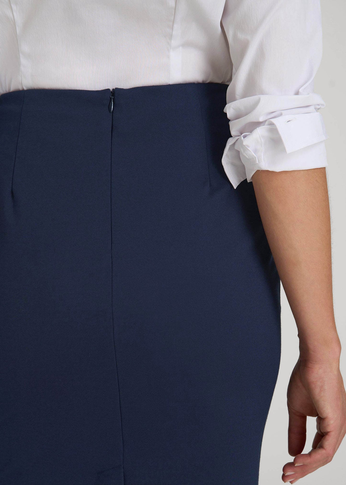 American Tall Women Freedom Flex Pencil Skirt for Tall Women in Navy
