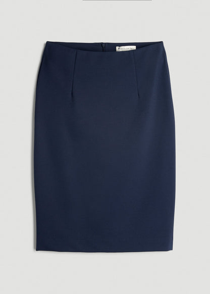 American Tall Women Freedom Flex Pencil Skirt for Tall Women in Navy