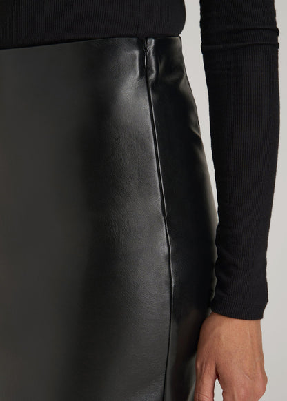 American Tall Women True Touch Leather Pencil Skirt for Tall Women in Black