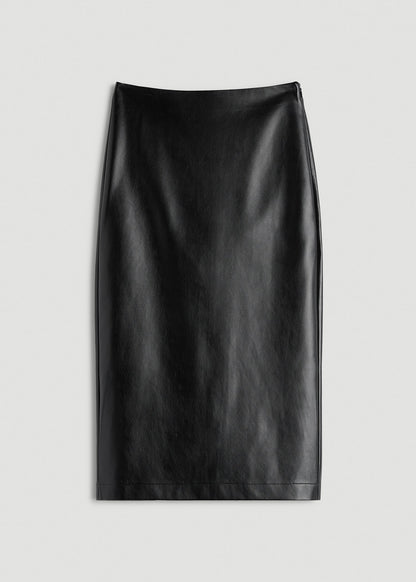 American Tall Women True Touch Leather Pencil Skirt for Tall Women in Black