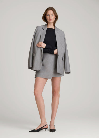 American Tall Women|Men Wrap Mini Skort for Tall Women in Ash Grey Mix