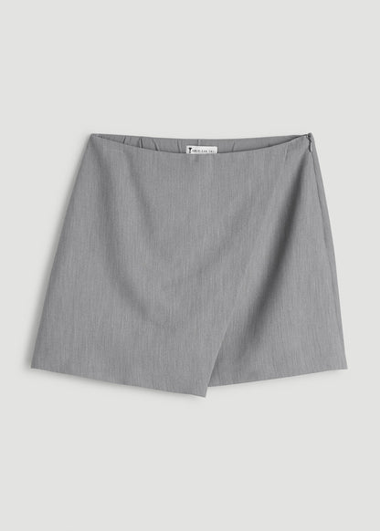 American Tall Women|Men Wrap Mini Skort for Tall Women in Ash Grey Mix