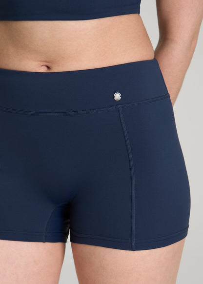 American Tall Women Fitted Hybrid Shorts for Tall Women in Navy Blue