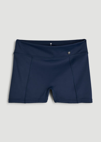 American Tall Women Fitted Hybrid Shorts for Tall Women in Navy Blue
