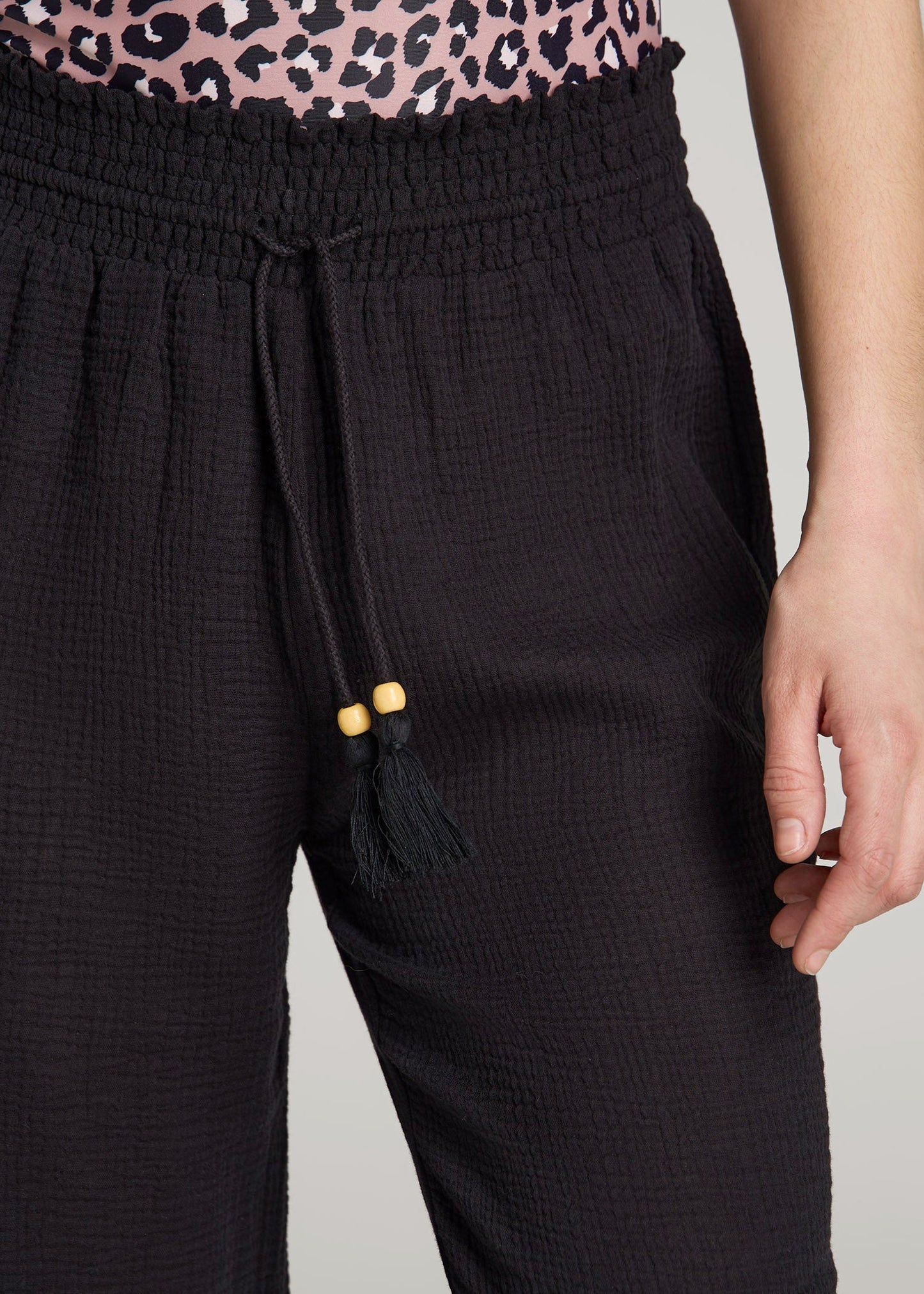 American Tall Women Gauze Cover Up Pants for Tall Women in Black