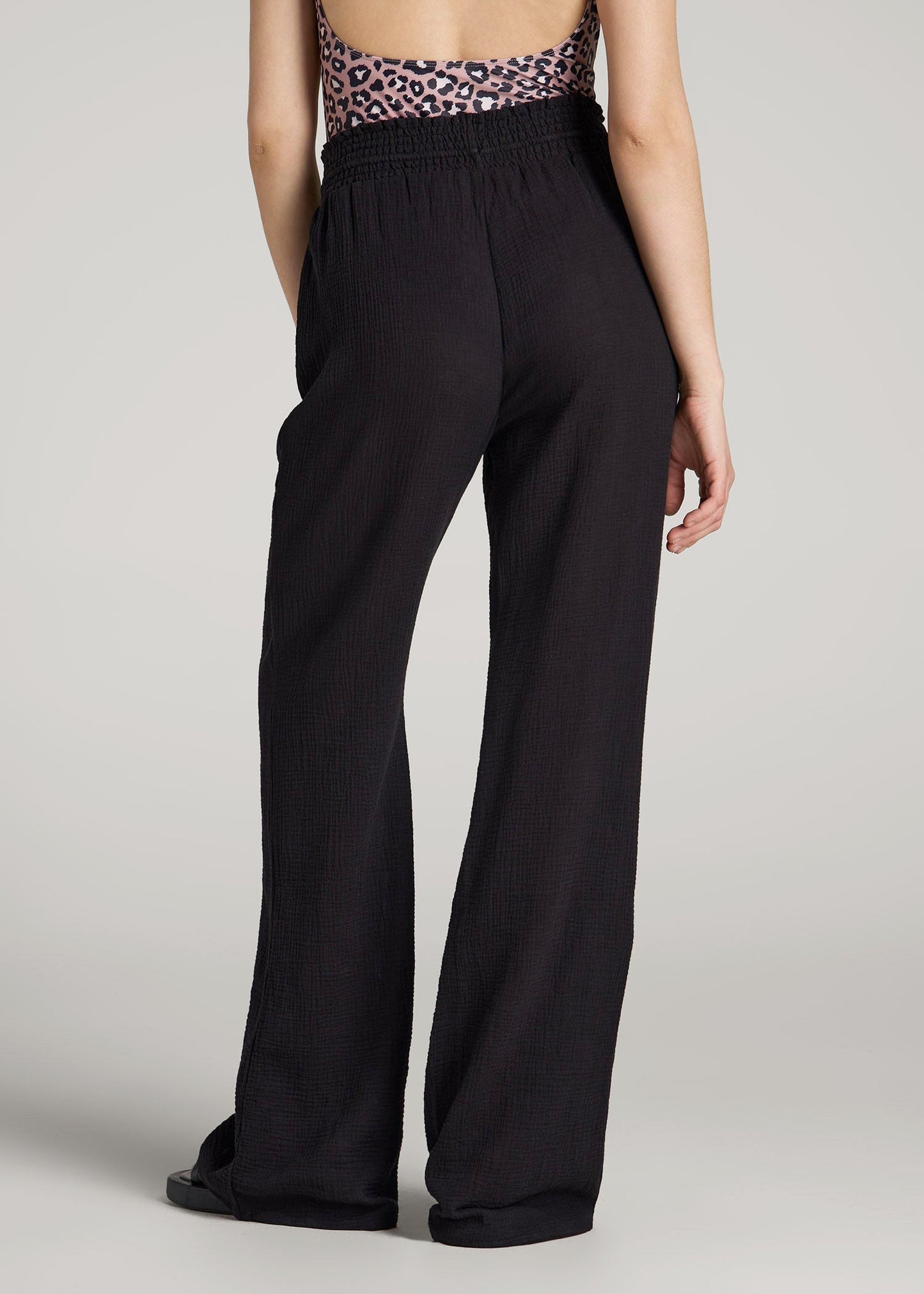 American Tall Women Gauze Cover Up Pants for Tall Women in Black
