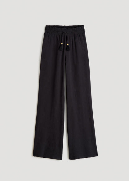 American Tall Women Gauze Cover Up Pants for Tall Women in Black