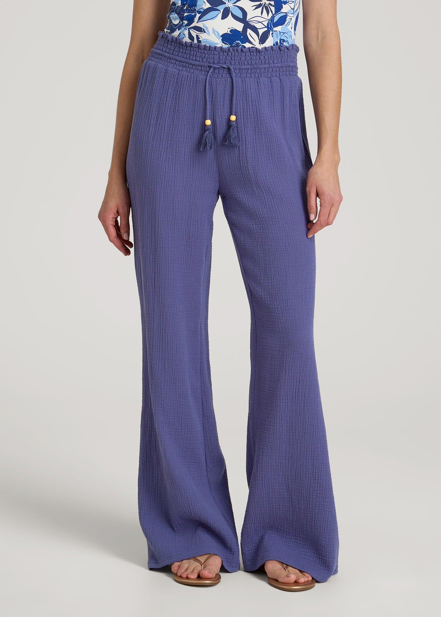 American Tall Women|Men Gauze Cover Up Pants for Tall Women in Future Dusk