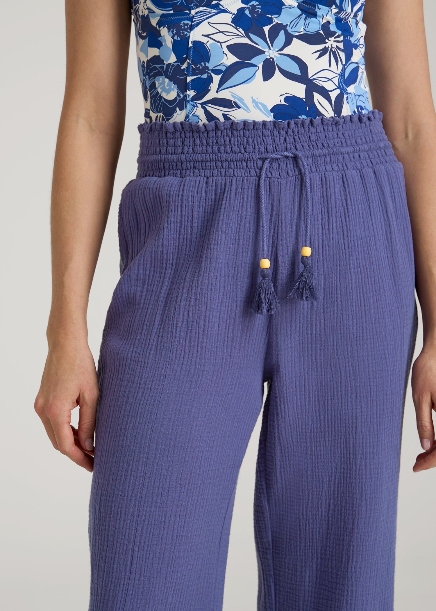 American Tall Women|Men Gauze Cover Up Pants for Tall Women in Future Dusk