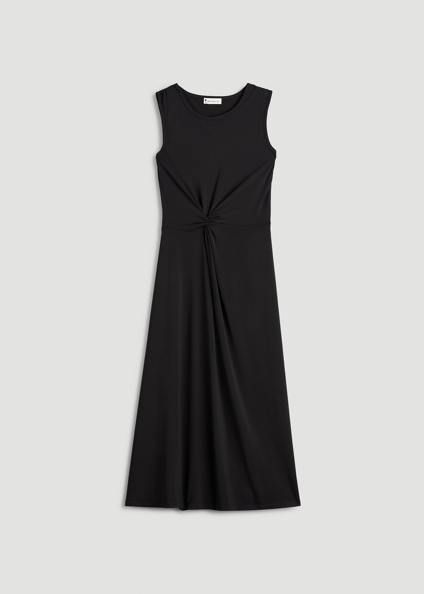 American Tall Women Sleeveless Knot Front Dress for Tall Women in Black
