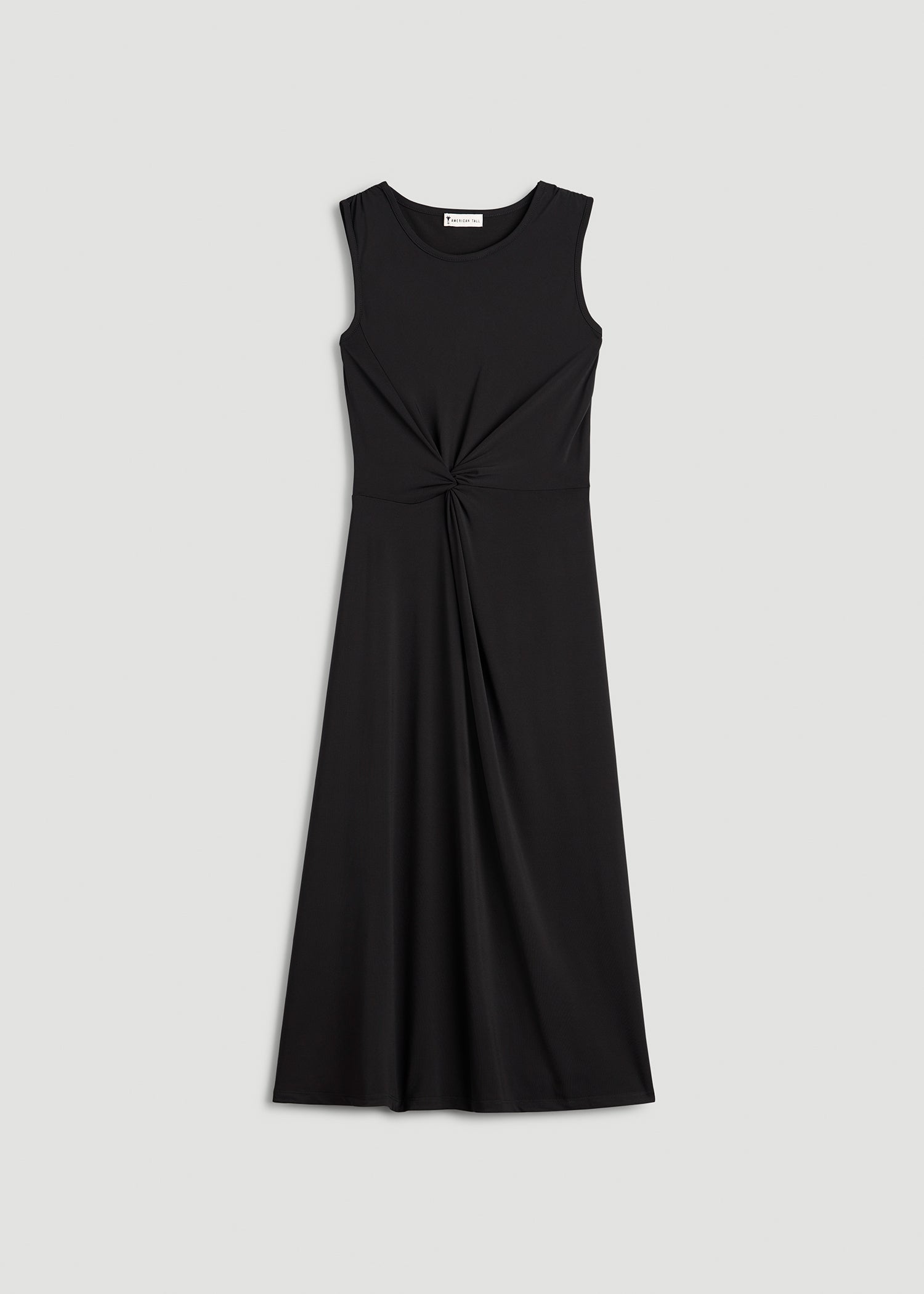 American Tall Women Sleeveless Knot Front Dress for Tall Women in Black