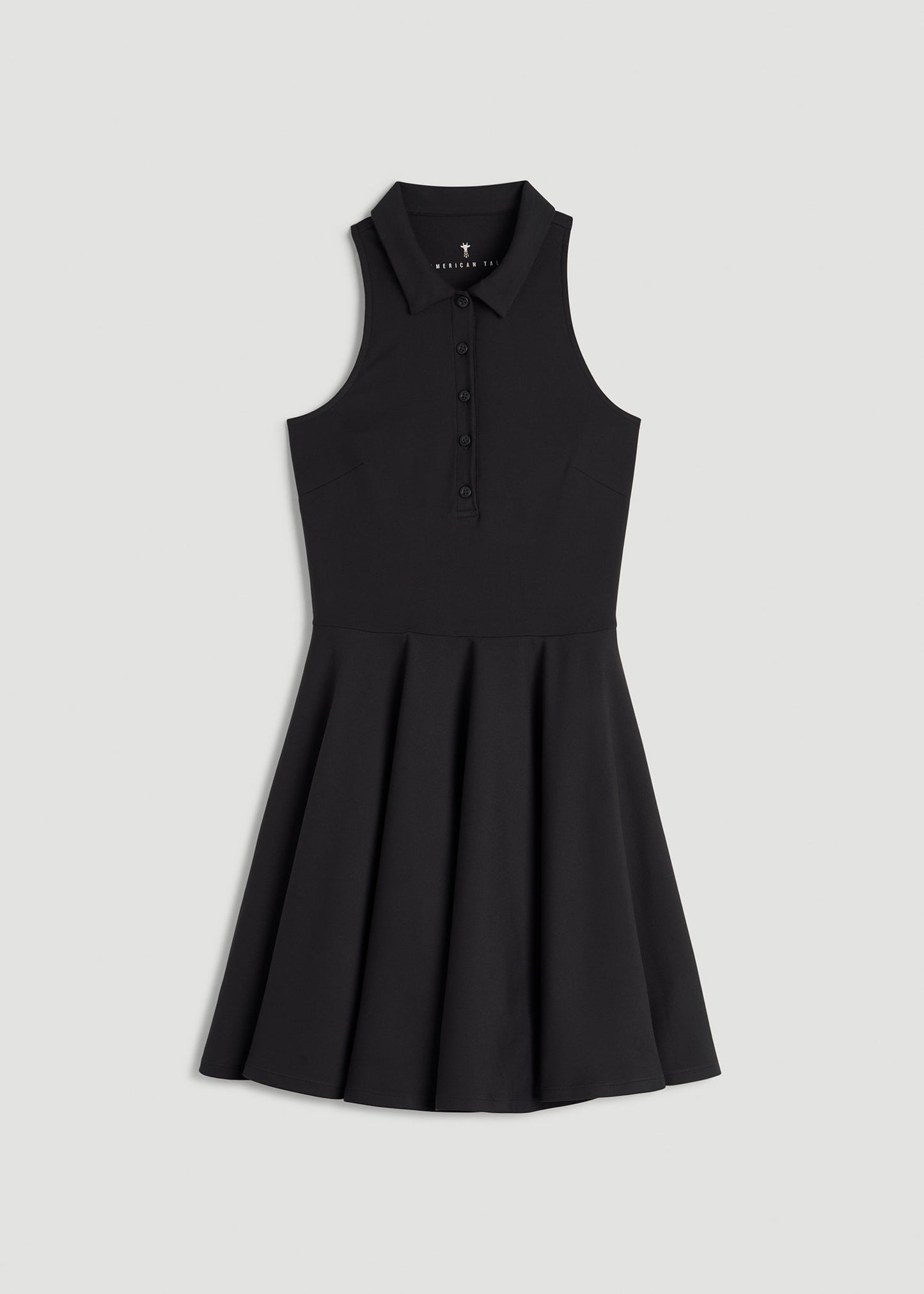 American Tall Women Balance Racerback Sleeveless Polo Dress for Tall Women in Black
