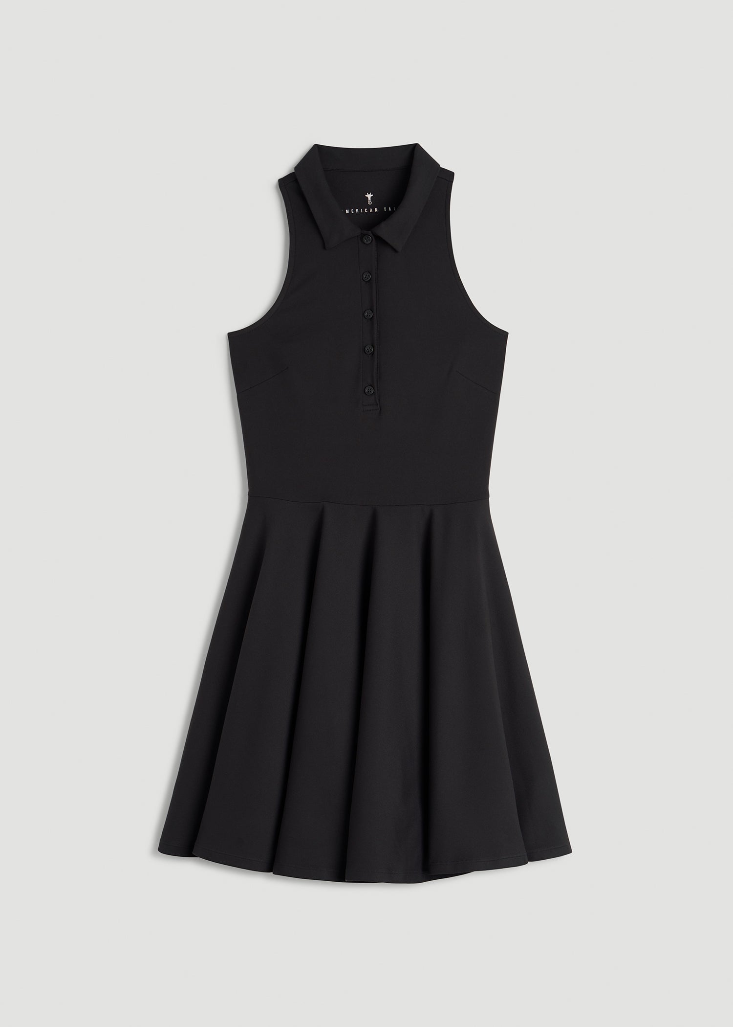 American Tall Women Balance Racerback Sleeveless Polo Dress for Tall Women in Black