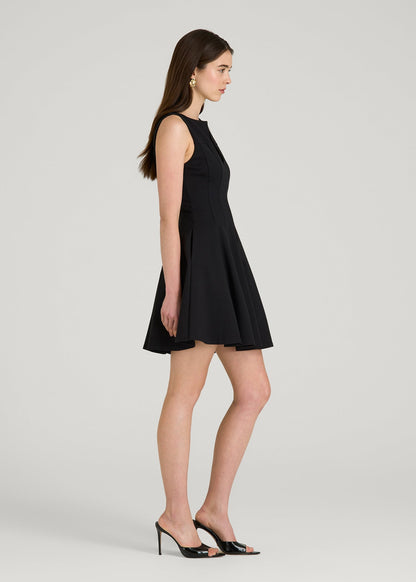 American Tall Women Soft Flex Ponte Mini Babydoll Dress for Tall Women in Black