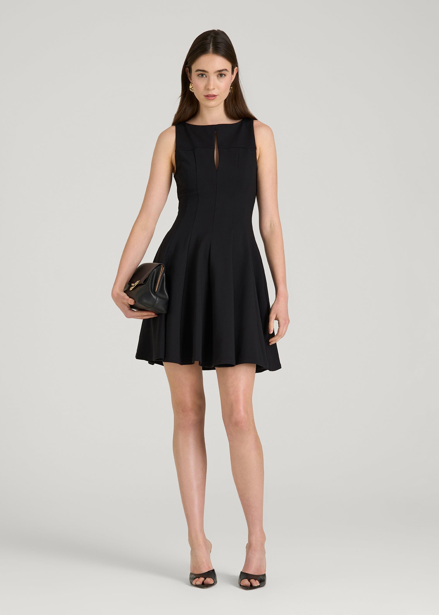 American Tall Women Soft Flex Ponte Mini Babydoll Dress for Tall Women in Black