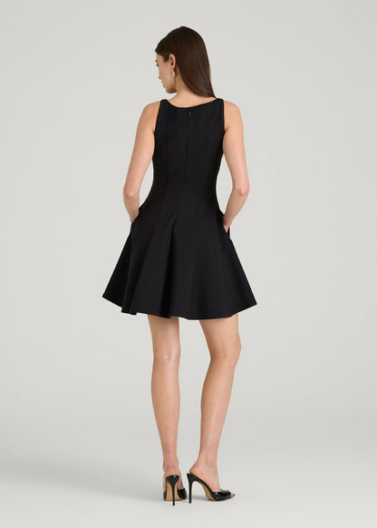 American Tall Women Soft Flex Ponte Mini Babydoll Dress for Tall Women in Black
