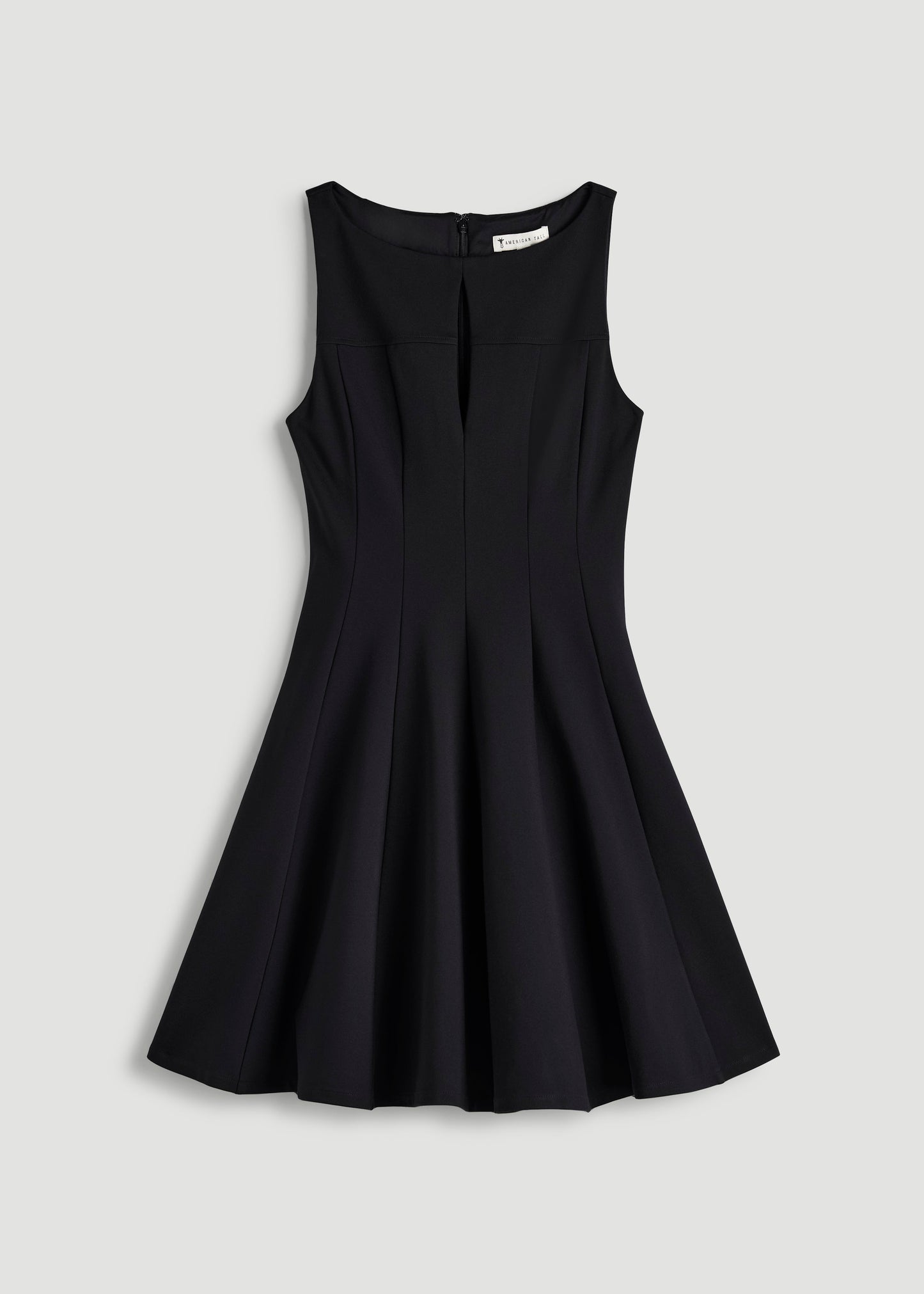 American Tall Women Soft Flex Ponte Mini Babydoll Dress for Tall Women in Black