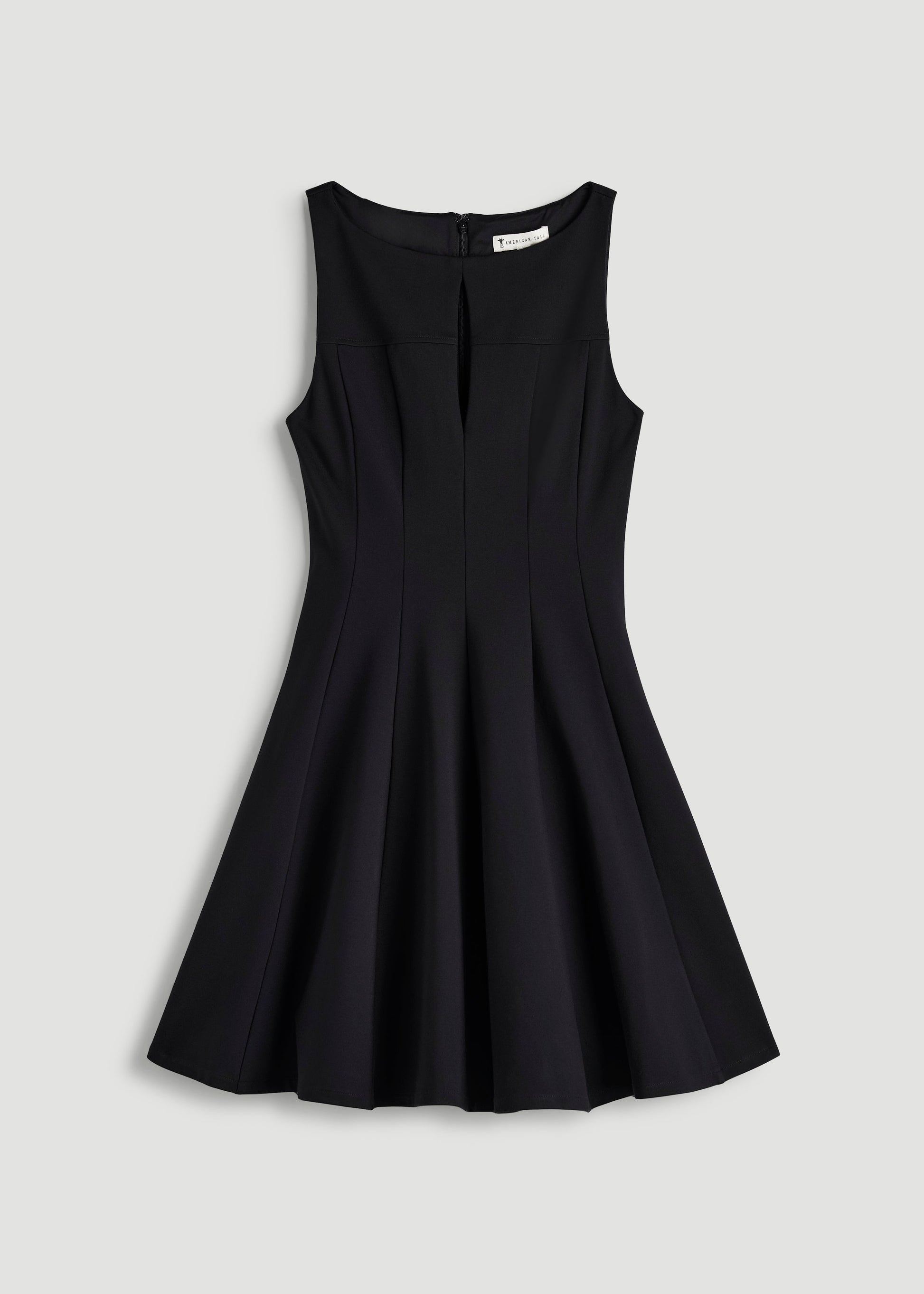 American Tall Women Soft Flex Ponte Mini Babydoll Dress for Tall Women in Black