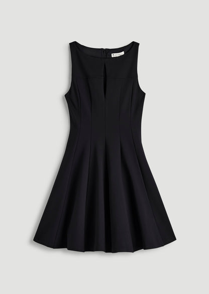 American Tall Women Soft Flex Ponte Mini Babydoll Dress for Tall Women in Black