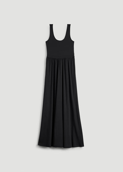 American Tall Women Jersey Tank Maxi Dress with Pockets for Tall Women in Black