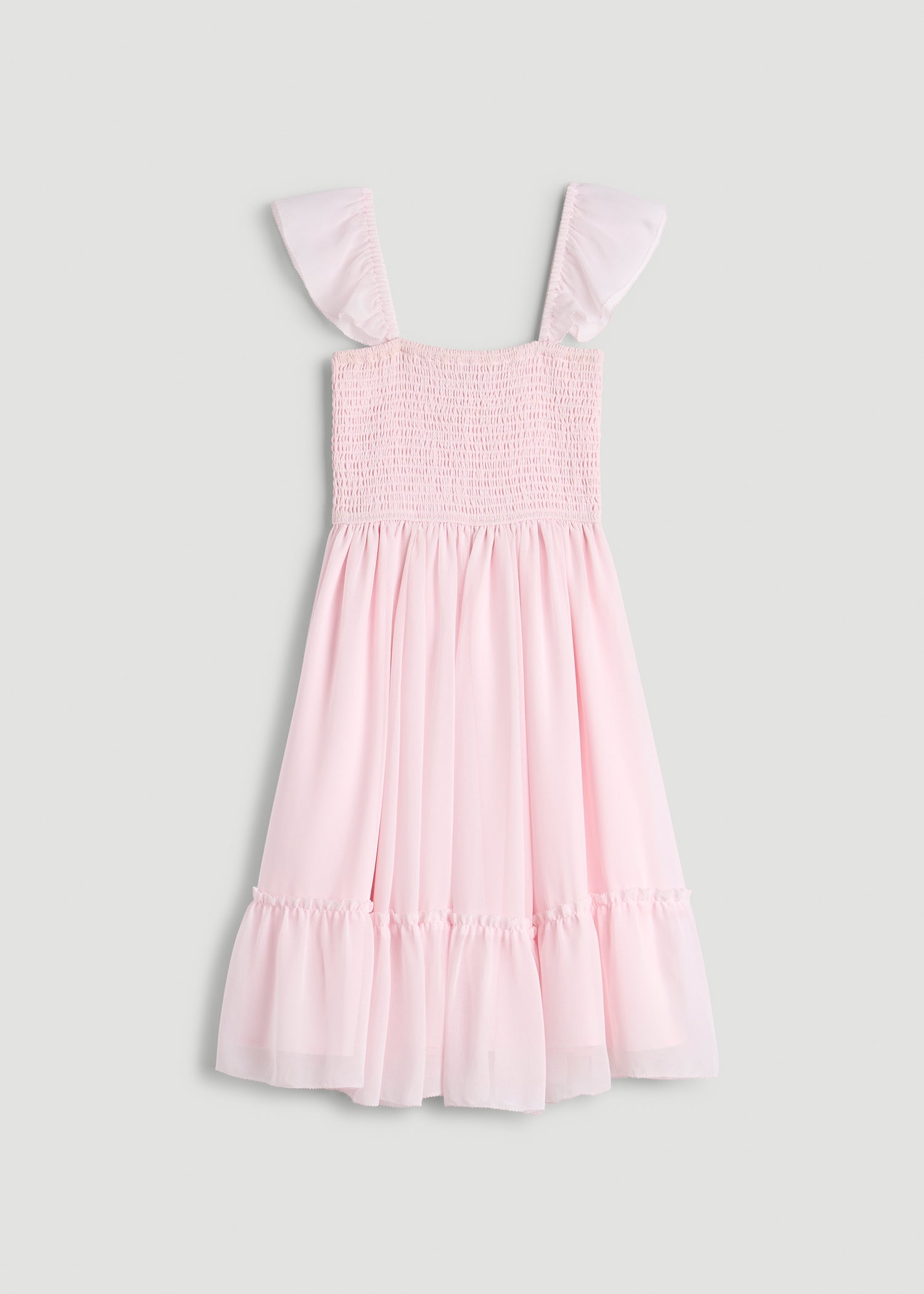 American Tall Women Chiffon Mini Gumdrop Dress for Tall Women in Barely Pink