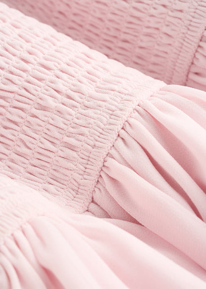 American Tall Women Chiffon Mini Gumdrop Dress for Tall Women in Barely Pink