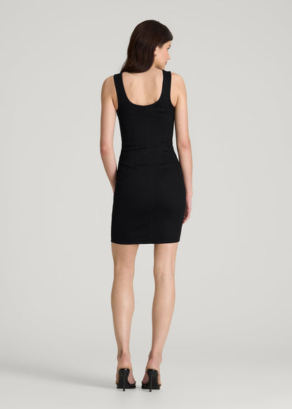 American Tall Women Short Denim Tank Dress for Tall Women in Optimum Black