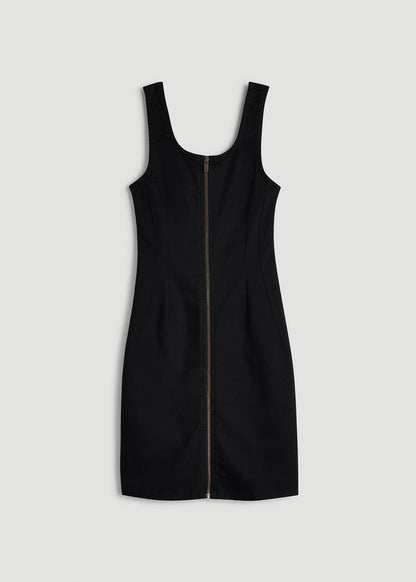 American Tall Women Short Denim Tank Dress for Tall Women in Optimum Black