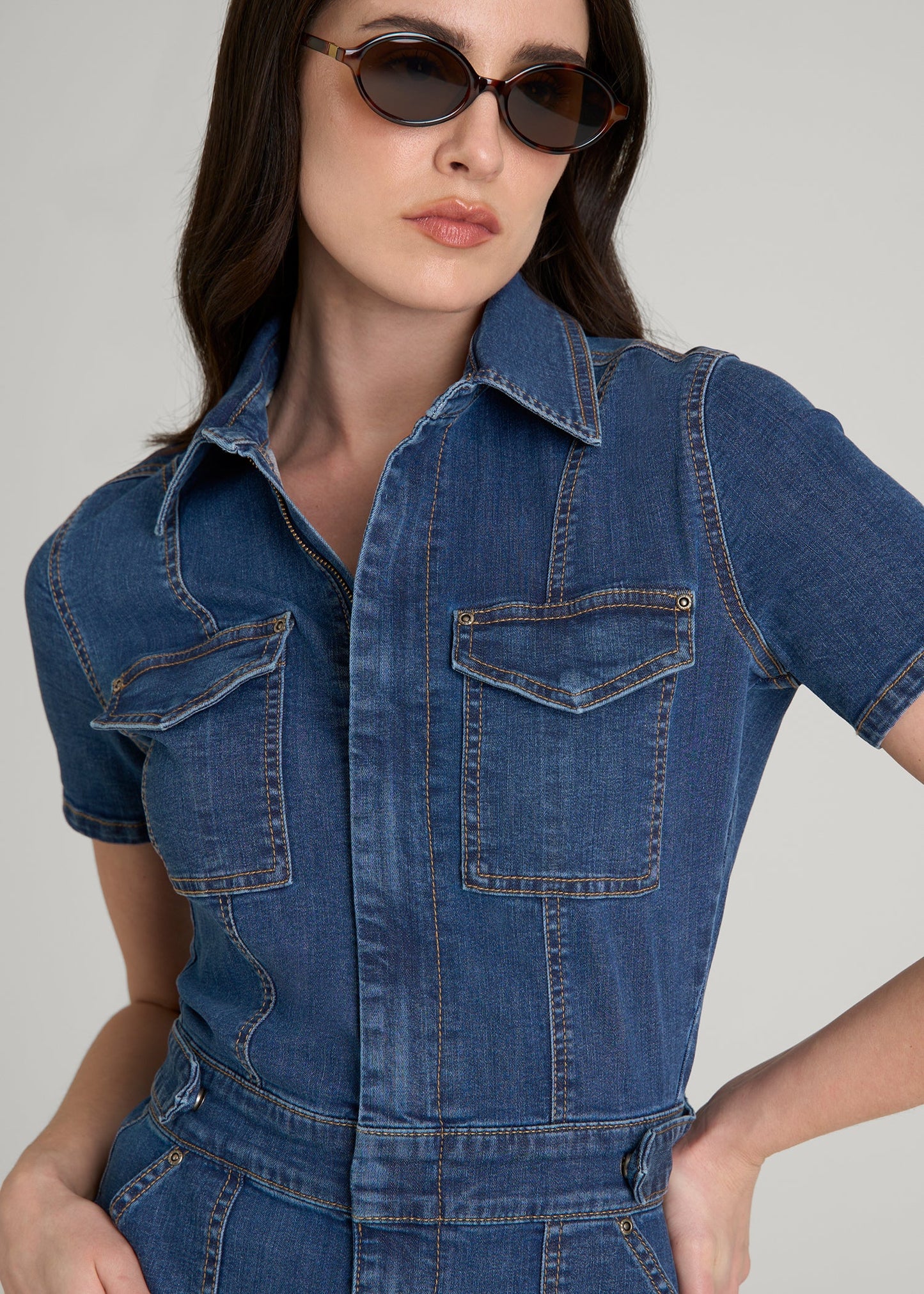 American Tall Women Maxi Denim Dress for Tall Women in New Colorado Blue
