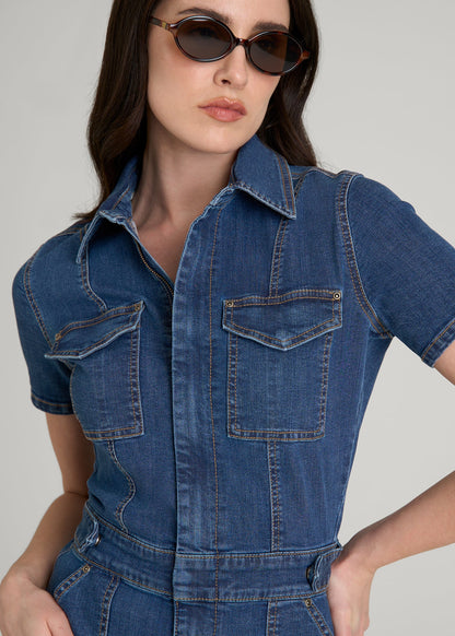 American Tall Women Maxi Denim Dress for Tall Women in New Colorado Blue