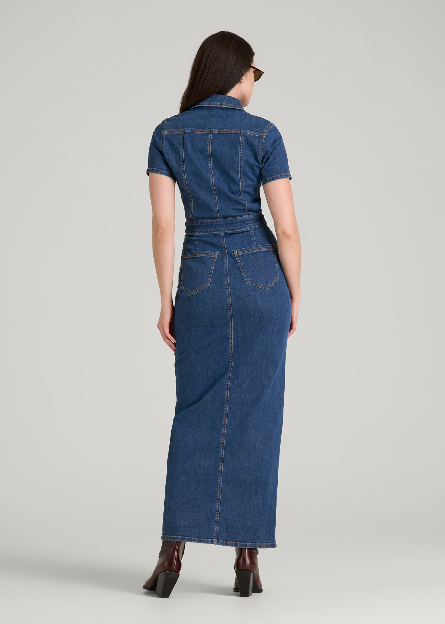 American Tall Women Maxi Denim Dress for Tall Women in New Colorado Blue