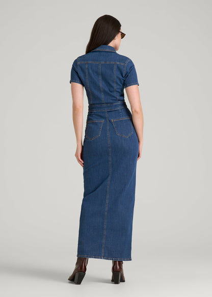 American Tall Women Maxi Denim Dress for Tall Women in New Colorado Blue