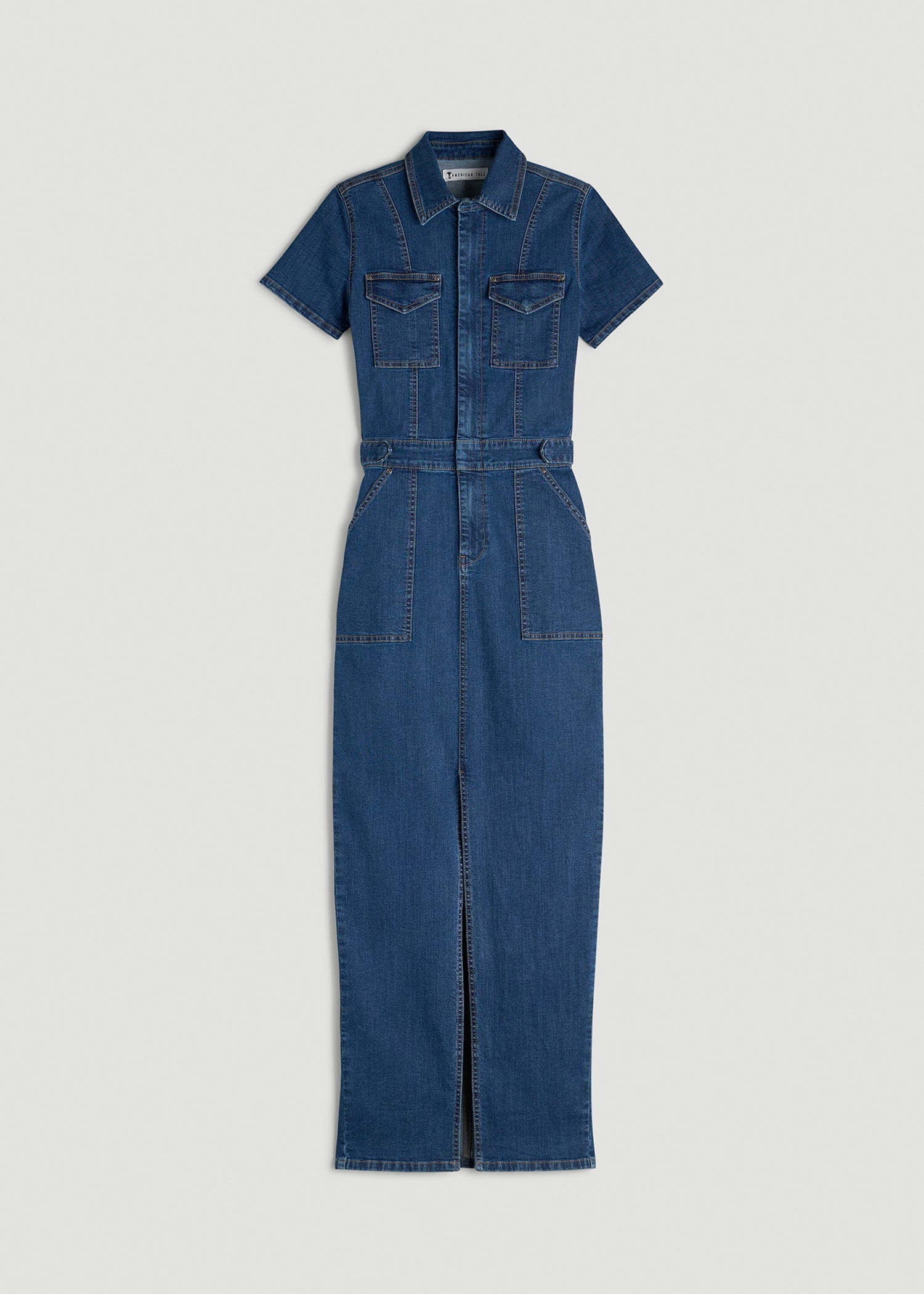 American Tall Women Maxi Denim Dress for Tall Women in New Colorado Blue