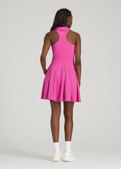 American Tall Women Balance Racerback Sleeveless Polo Dress for Tall Women in Magenta