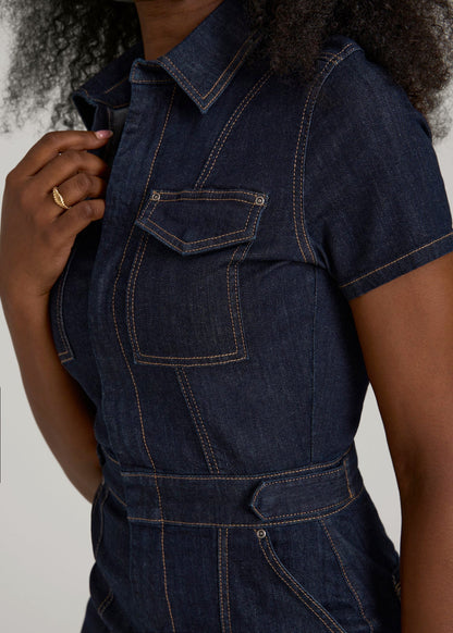 American Tall Women Maxi Denim Dress for Tall Women in Rinse Wash