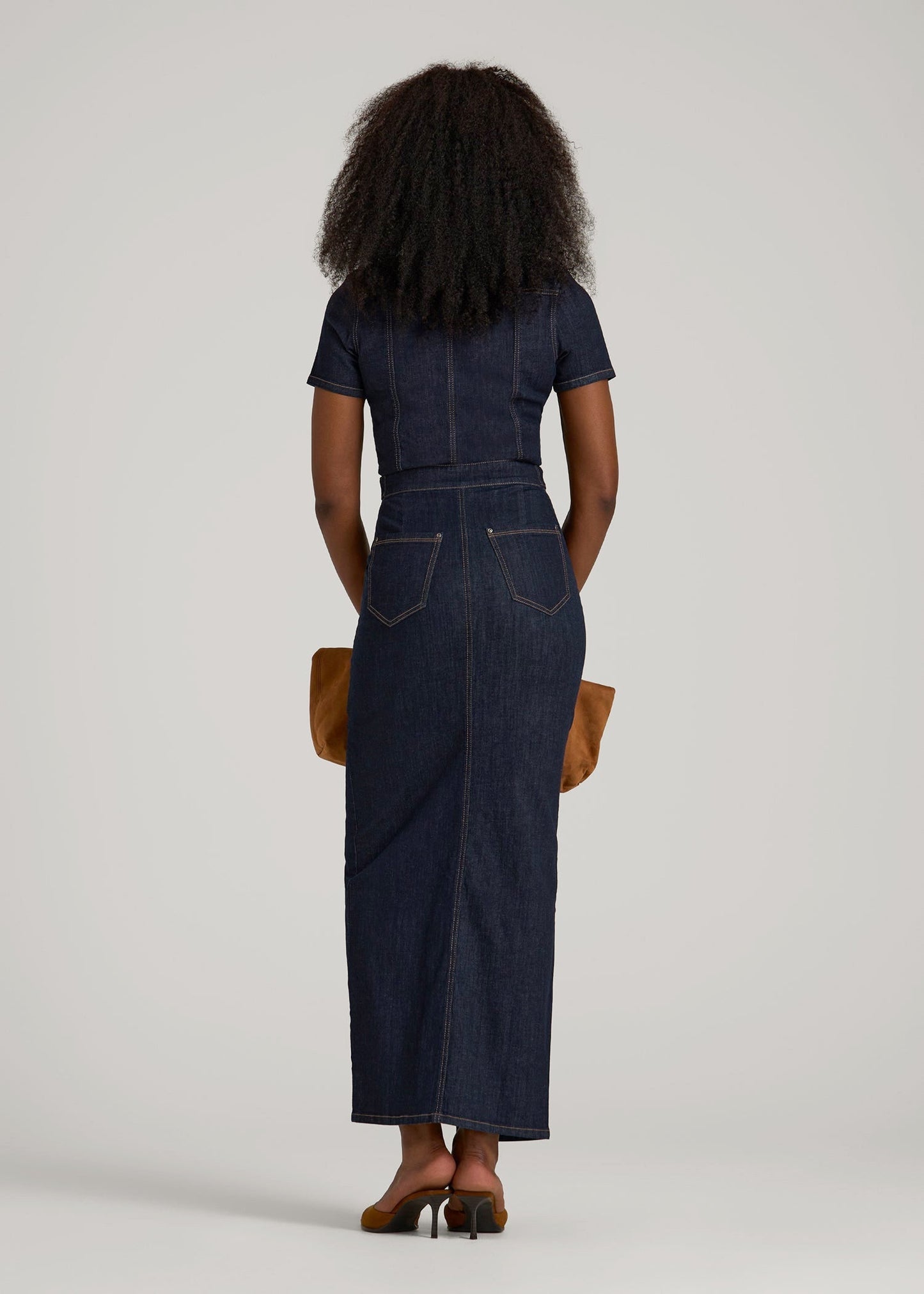 American Tall Women Maxi Denim Dress for Tall Women in Rinse Wash
