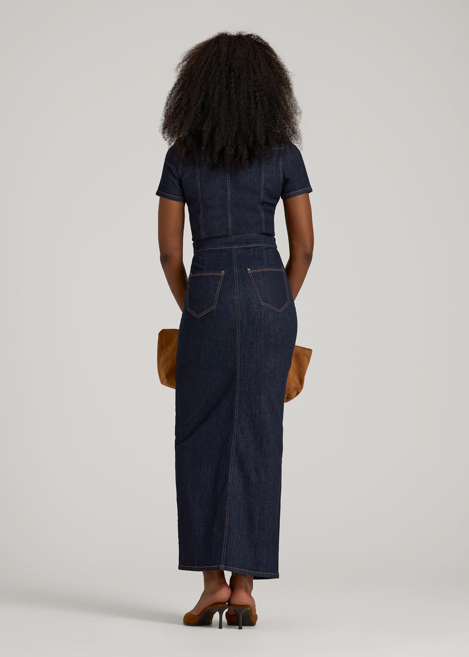 American Tall Women Maxi Denim Dress for Tall Women in Rinse Wash