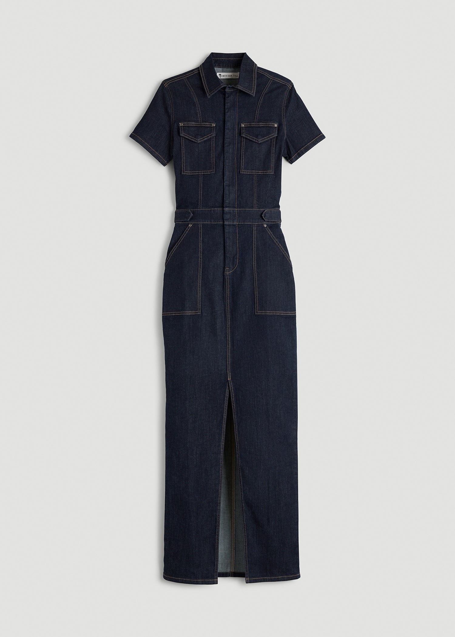 American Tall Women Maxi Denim Dress for Tall Women in Rinse Wash